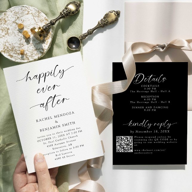 Happily Ever After Wedding Two-Sided Details Invitation (Creator Uploaded)