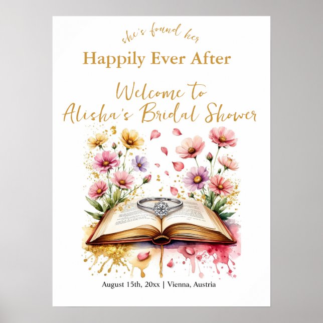 Happily Ever After Wildflower Bridal Shower Poster (Front)