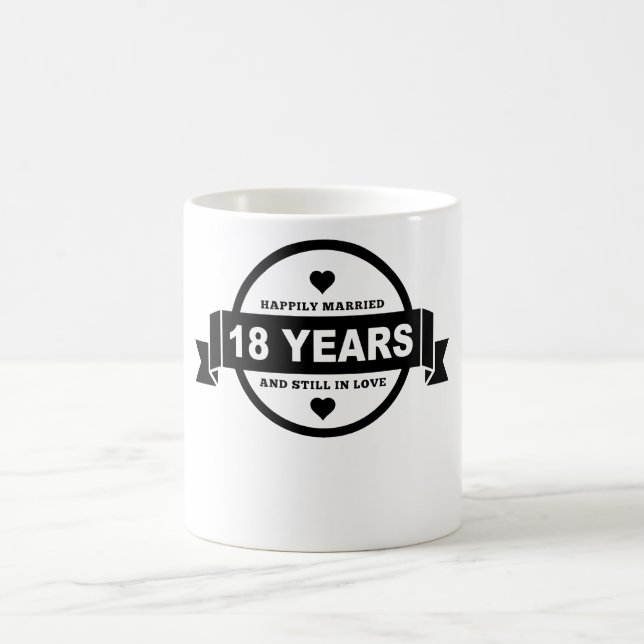 Happily Married 18 Years Coffee Mug (Center)