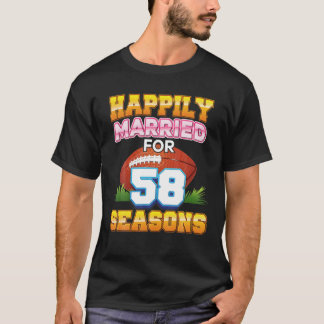 Happily Married For 58 Football Seasons Years Anni T-Shirt