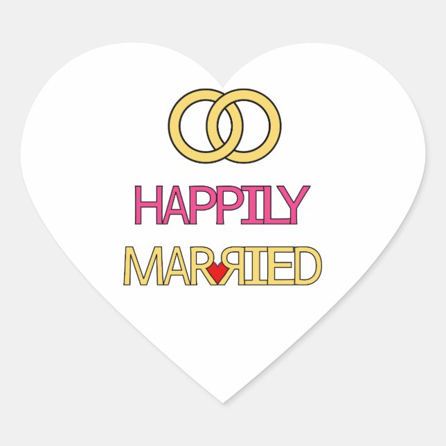 Happily Married Heart Sticker (Front)