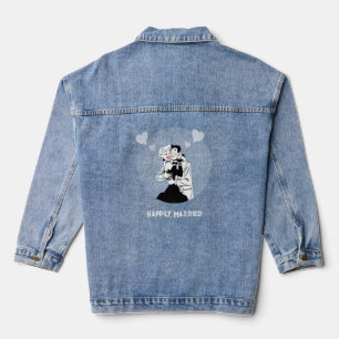 ❤️ Happily Married Hug Retro Pop Art Denim Jacket