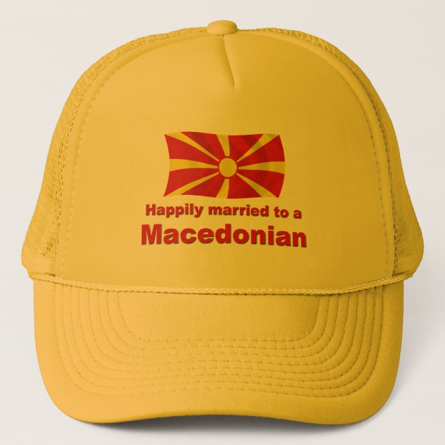 Happily Married Macedonian Trucker Hat (Front)