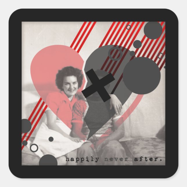 happily never after square sticker (Front)
