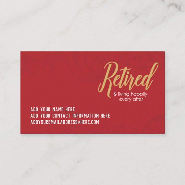 Happily Retired Business Cards (Front)