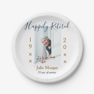 happily retired photo 19XX-20XX YEARS OF SERVICE P Paper Plate