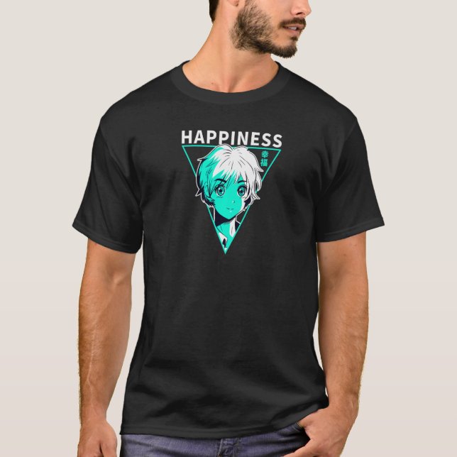 Happiness 幸福 Japanese letter Egirl Vapour wave Pre T-Shirt (Front)