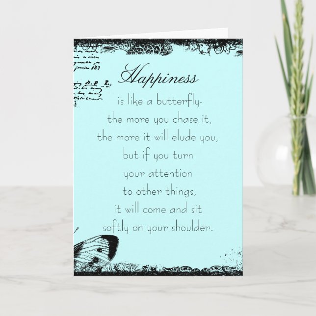 Happiness and Butterflies Quote Card (Front)