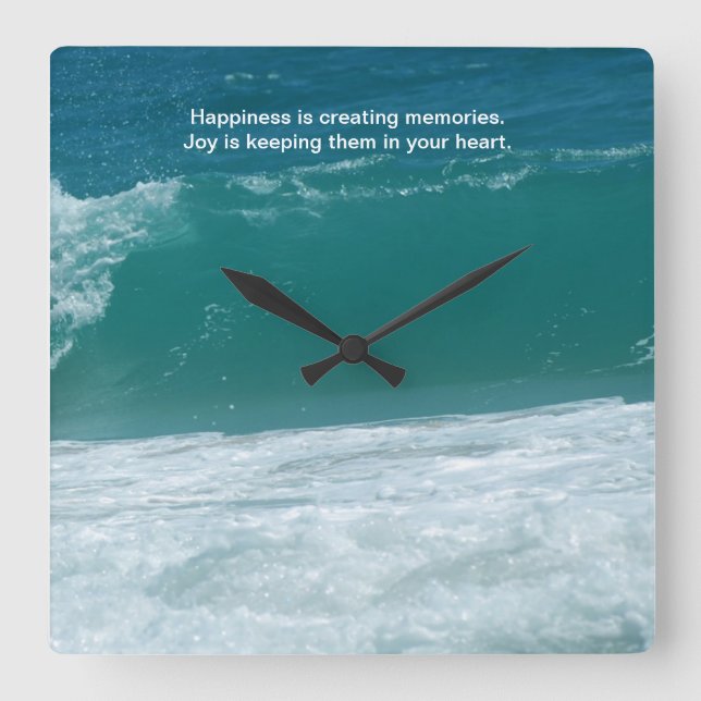 Happiness and Joy Square Wall Clock (Front)