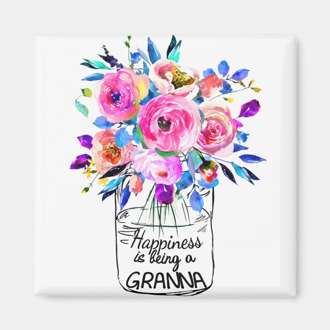 Happiness being Granna Full flower Magnet (Front)