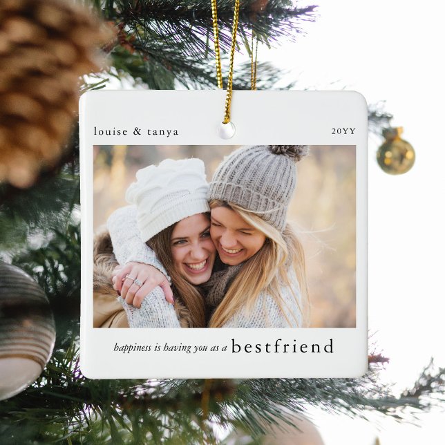 Happiness.. Bestfriend Gift Photo Keepsake Ceramic Ornament (Creator Uploaded)