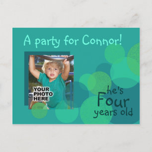 Happiness Birthday Party Invitation (aqua) Postcard