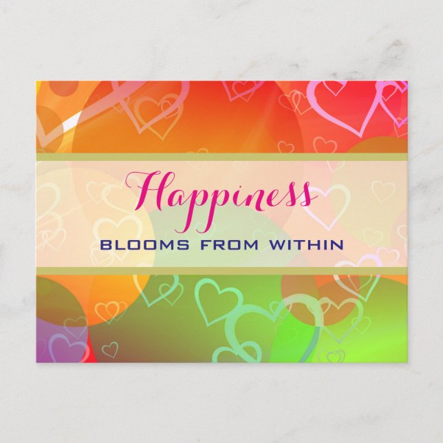 Happiness Blooms From Within -  Colourful Circles Postcard (Front)