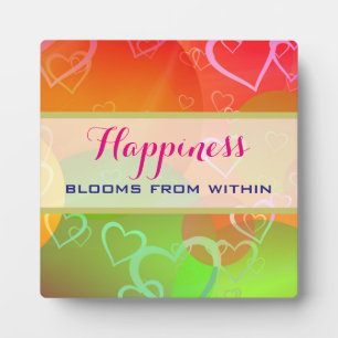 Happiness Blooms From Within - Colourful Hearts Plaque