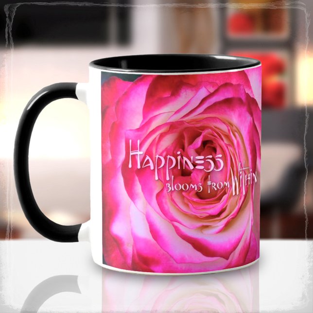 Happiness Blooms from Within Hot Pink Rose Photo Mug (Creator Uploaded)