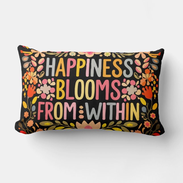 Happiness Blooms From Within Lumbar Cushion (Front)