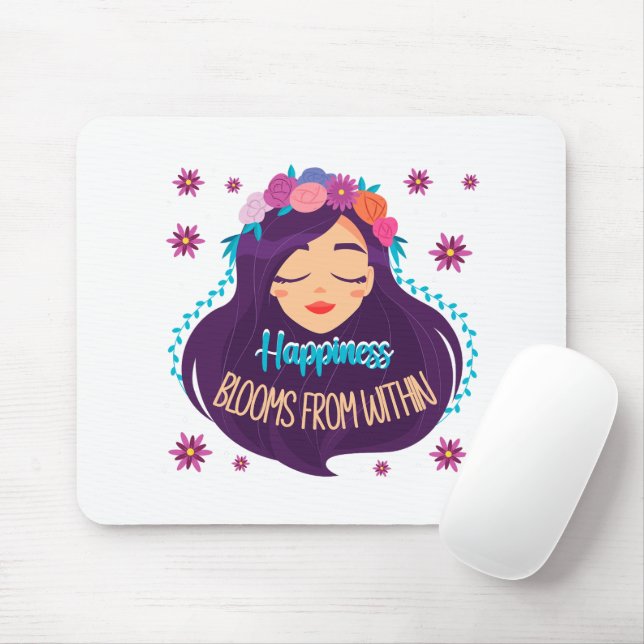 Happiness Blooms From Within Mouse Pad (With Mouse)
