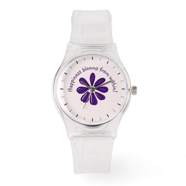 Happiness blooms from within! - Purple Flower Watch (Front)