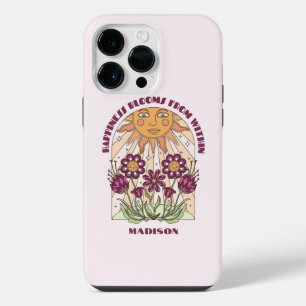 Happiness Blooms From Within Retro Personalised iPhone 14 Pro Max Case