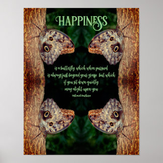 Happiness Brown Butterfly Abstract Inspirational Poster