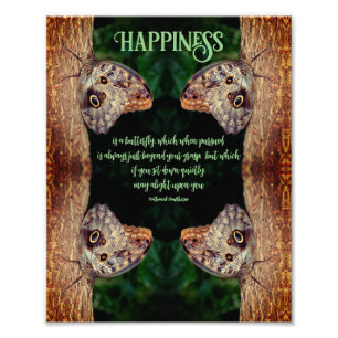 Happiness Brown Butterfly Inspirational Quote 8x10 Photo Print