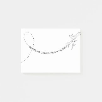 Happiness Comes From Planes (2) Post-it Notes