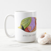 Happiness Comes in Waves Fish Mug