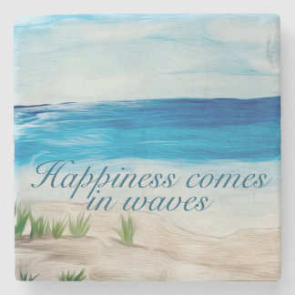 Happiness comes in waves Hard plastic coaster