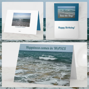 Happiness Comes in Waves Seas the Day Birthday Card
