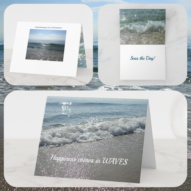 Happiness Comes in Waves Seas the Day Seascape Card (Creator Uploaded)