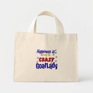 Happiness Crazy Goatlady Mini Tote Bag