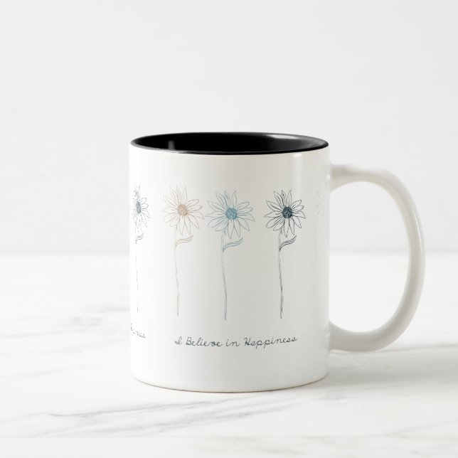 Happiness Daisy Flowers Two-Tone Coffee Mug (Right)