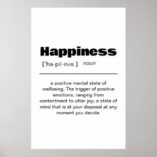 Happiness Definition Poster - Inspirational Wall A