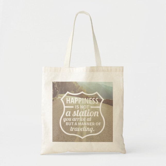 Happiness Encouragement Success Life Tips QuoteArt Tote Bag (Front)