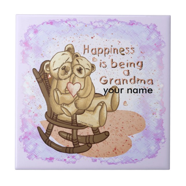 Happiness Grandma  Ceramic Tile (Front)
