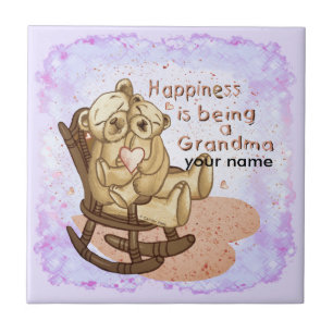 Happiness Grandma custom name Ceramic Tile