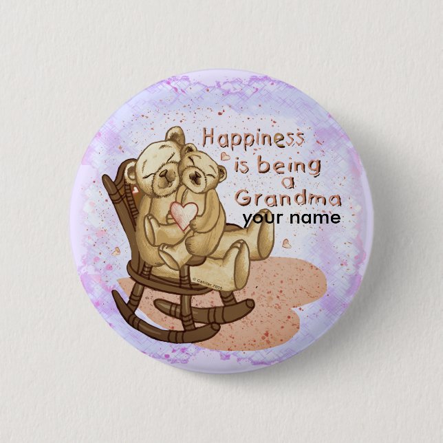 Happiness Grandma pin button (Front)
