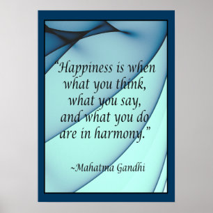 Happiness Harmony Gandhi Quote Poster