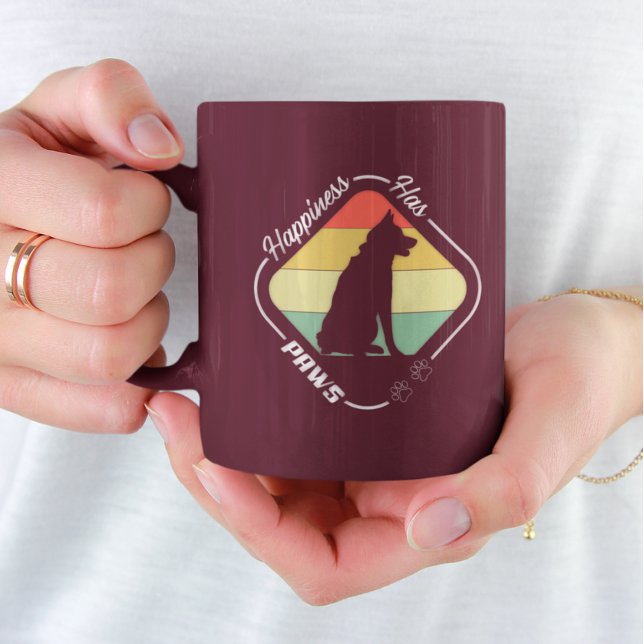 Happiness Has Paws Design Two-Tone Coffee Mug (Creator Uploaded)