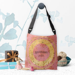 Happiness Inside Dreamy Gold Particles Circle Crossbody Bag
