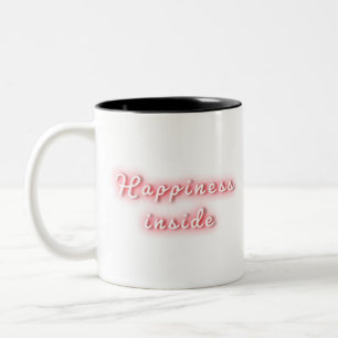 Happiness inside neon glow typography Quote Two-Tone Coffee Mug