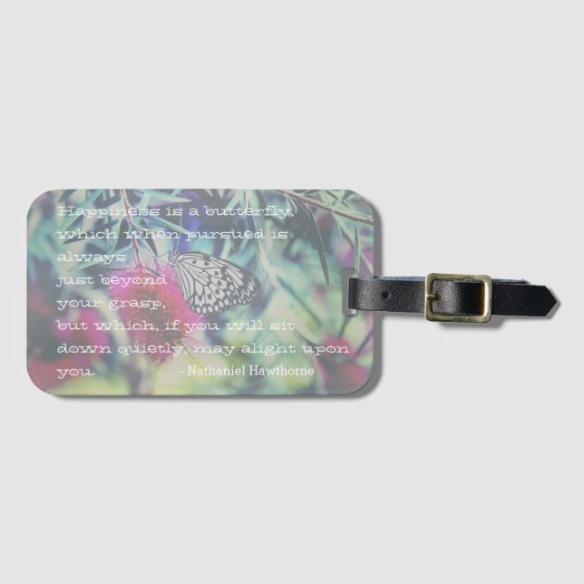 Happiness is a Butterfly - Inspiring Quote Luggage Tag (Front Horizontal)