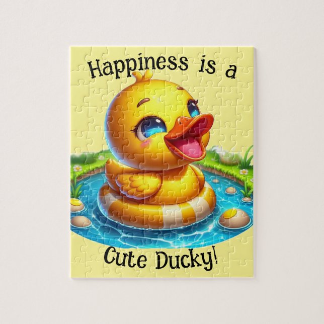 Happiness is a Cute Ducky Jigsaw Puzzle (1) (Vertical)