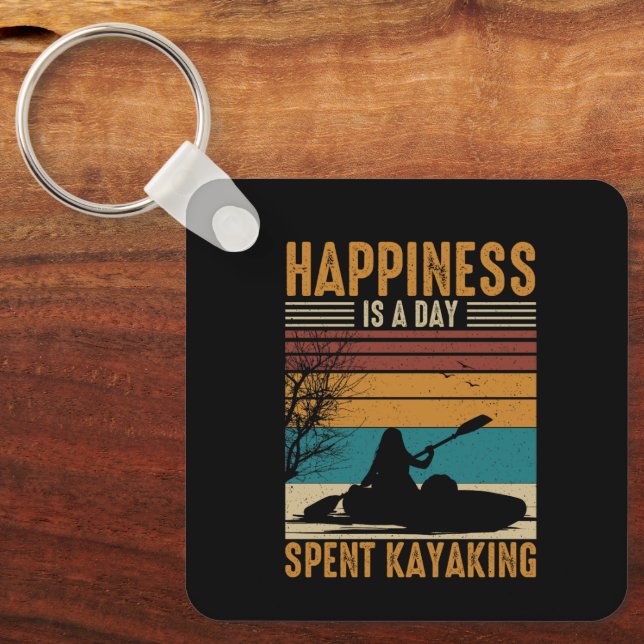 Happiness is a Day Spent Kayaking Key Ring (Front)