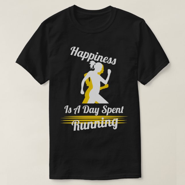 Happiness Is A Day Spent Running Funny Couples Run T-Shirt (Design Front)