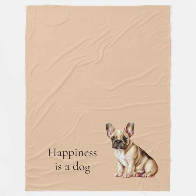Happiness is a Dog Fleece Blanket (Front)