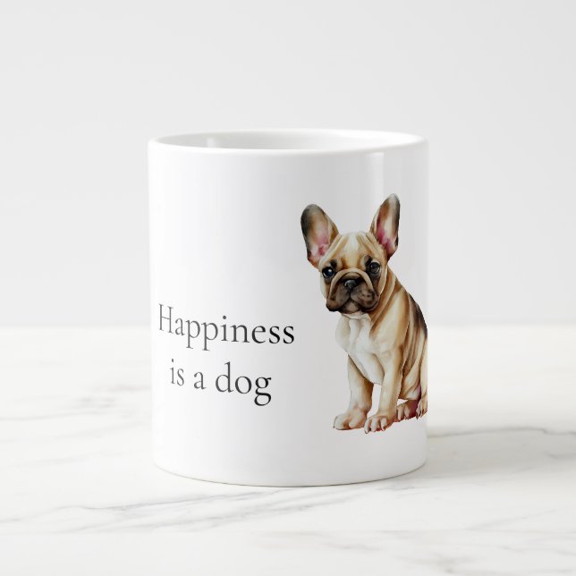 Happiness is a Dog Large Coffee Mug (Front)