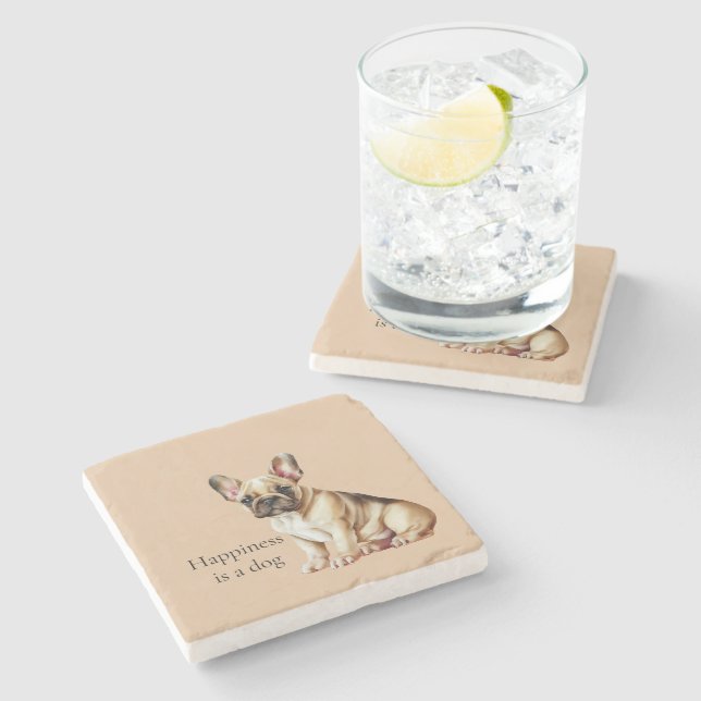 Happiness is a Dog Stone Coaster (Side)