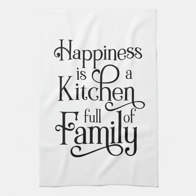 Happiness is a Kitchen Full of Family - Tea Towel (Vertical)