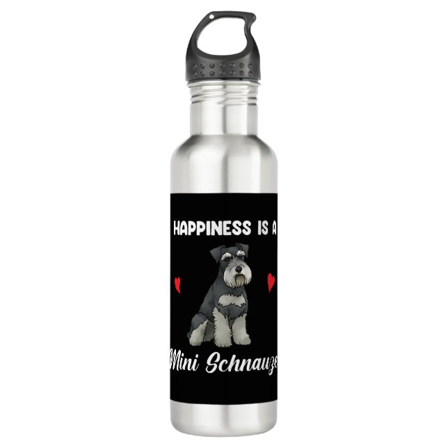 Happiness Is A Mini Schnauzer 710 Ml Water Bottle (Front)